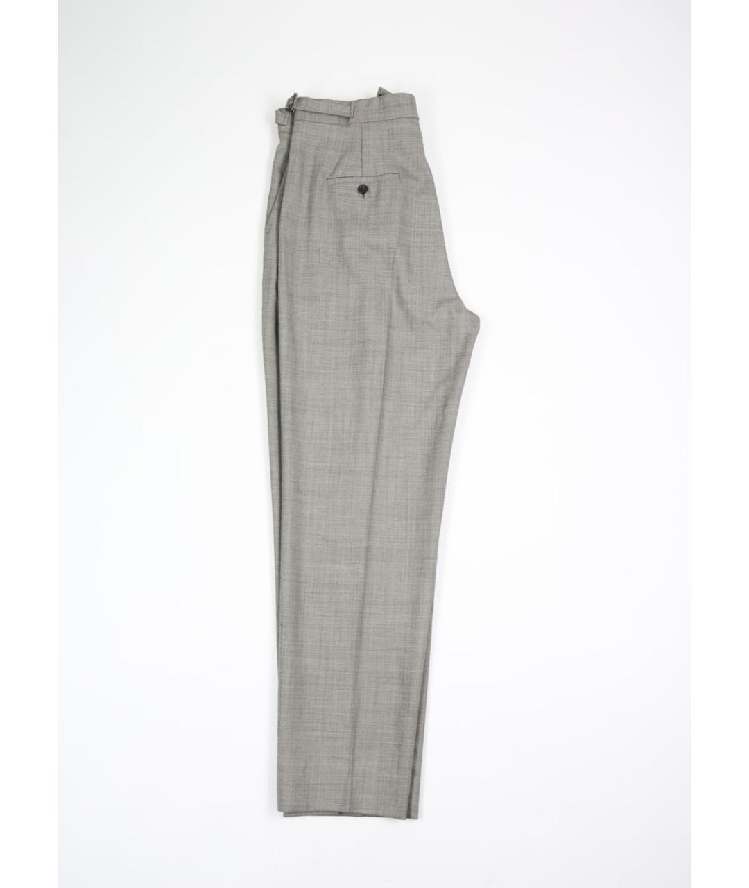 MAX MARA Серые шерстяные прямые брюки, фото 2