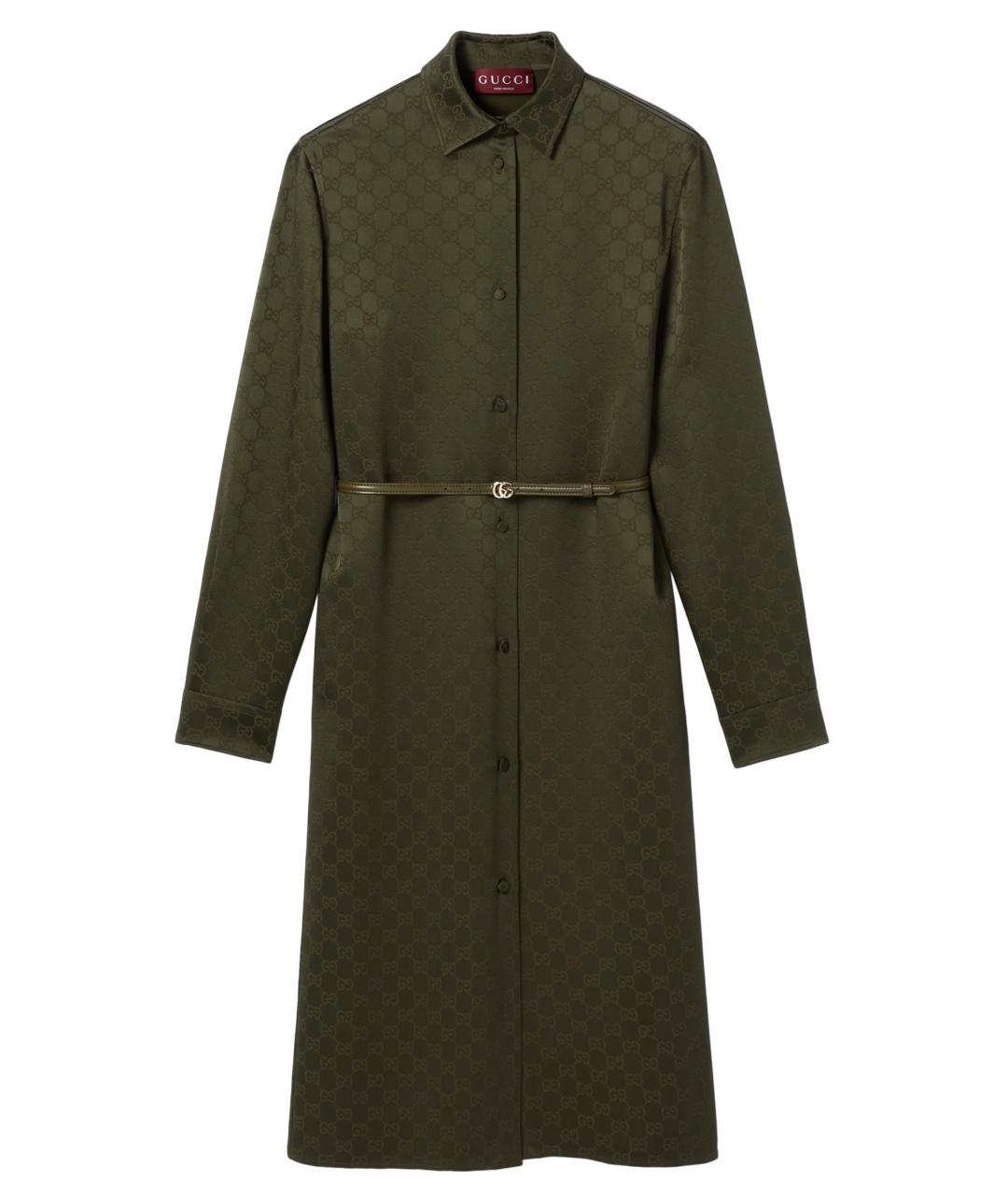 GUCCI Зеленые шелковое повседневное платье, фото 1