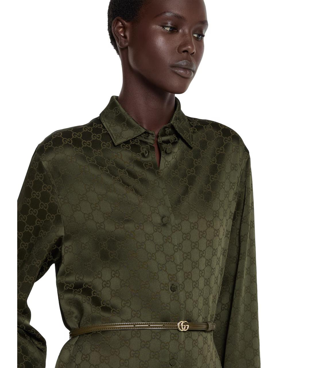 GUCCI Зеленые шелковое повседневное платье, фото 5
