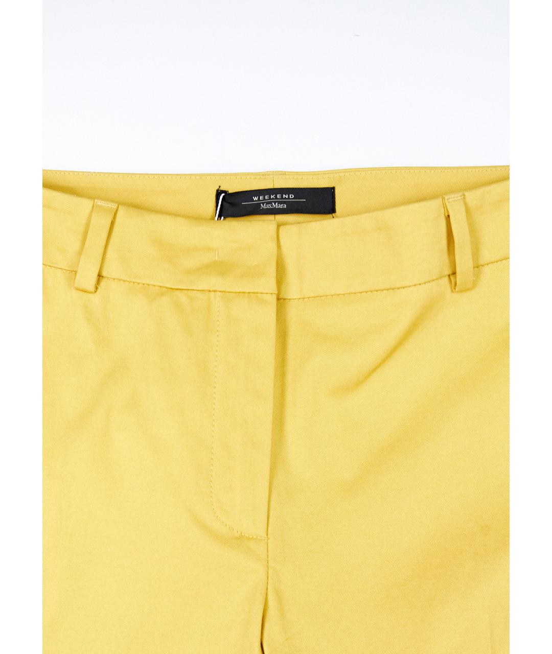 WEEKEND MAX MARA Желтые хлопковые прямые брюки, фото 4