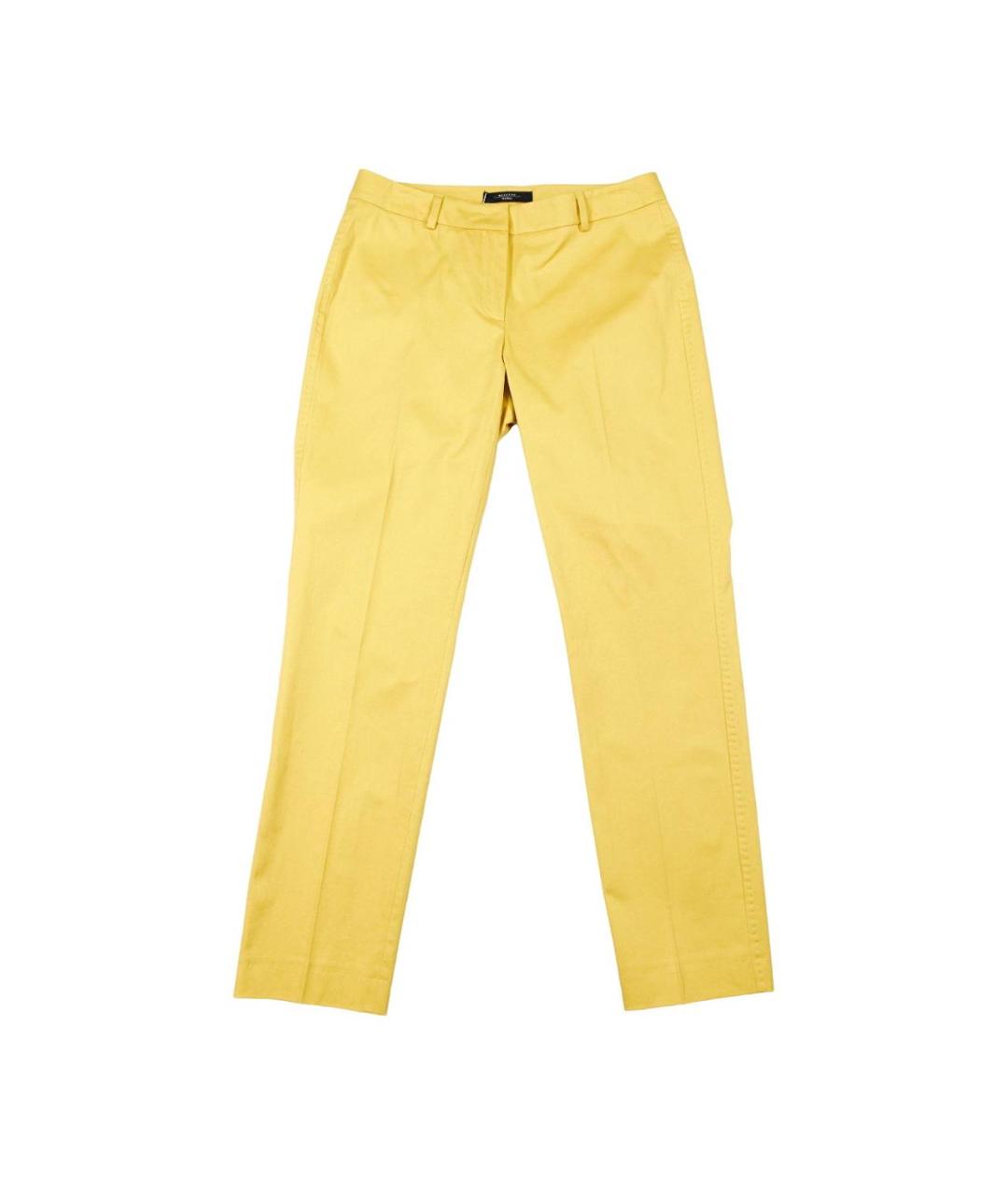 WEEKEND MAX MARA Желтые хлопковые прямые брюки, фото 1