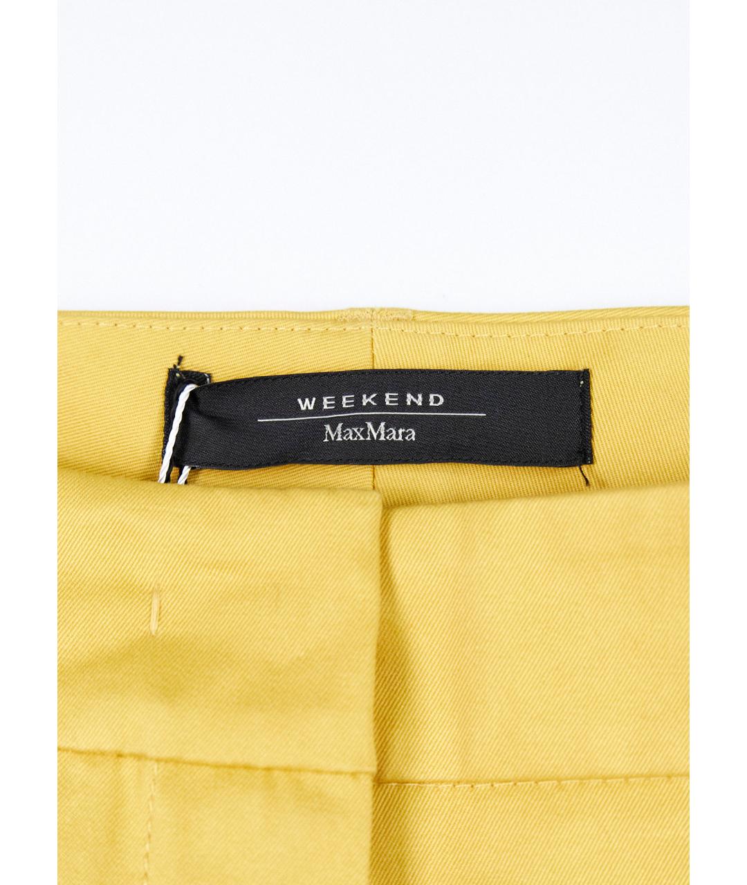 WEEKEND MAX MARA Желтые хлопковые прямые брюки, фото 3