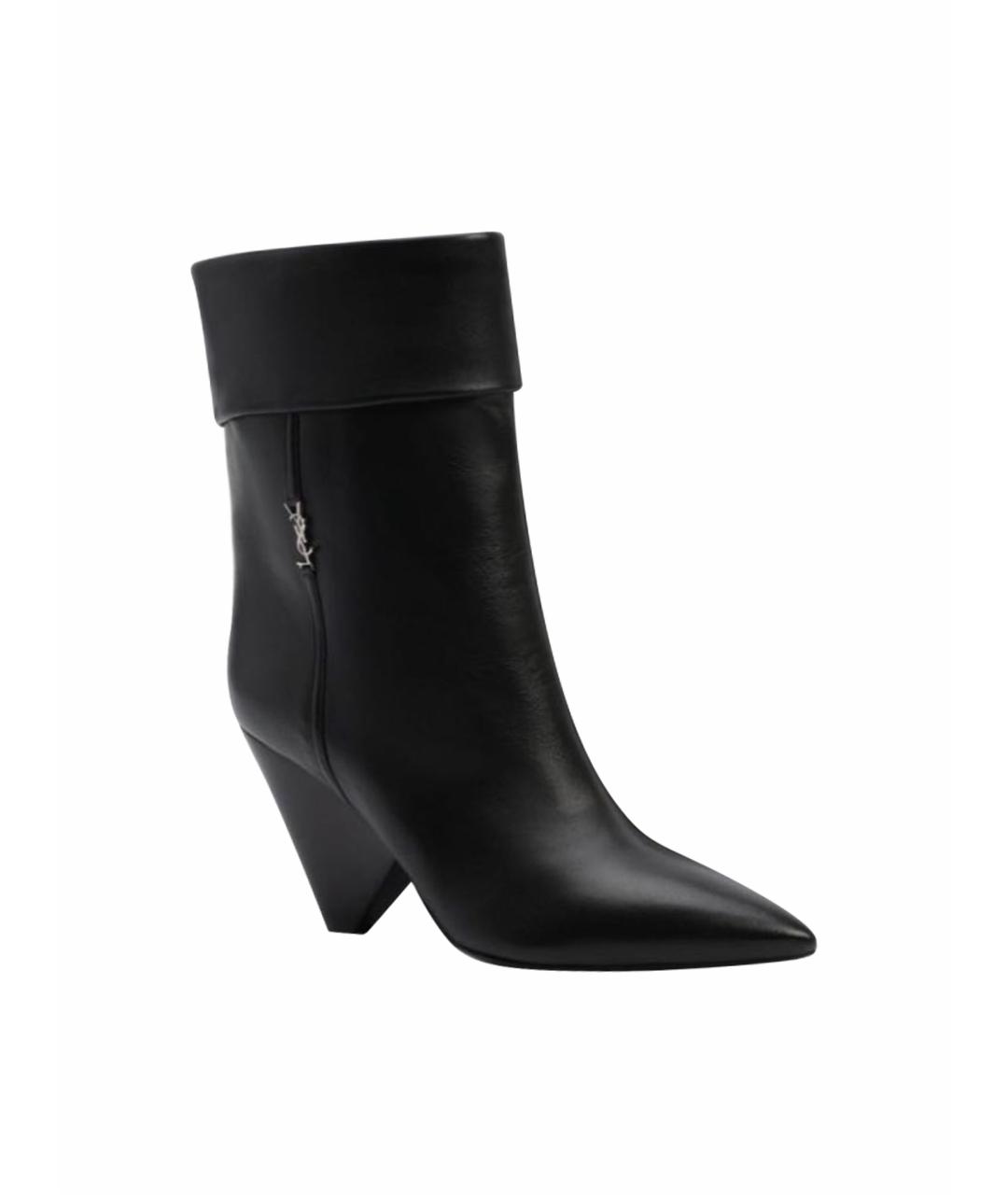 SAINT LAURENT Черные кожаные ботильоны, фото 1