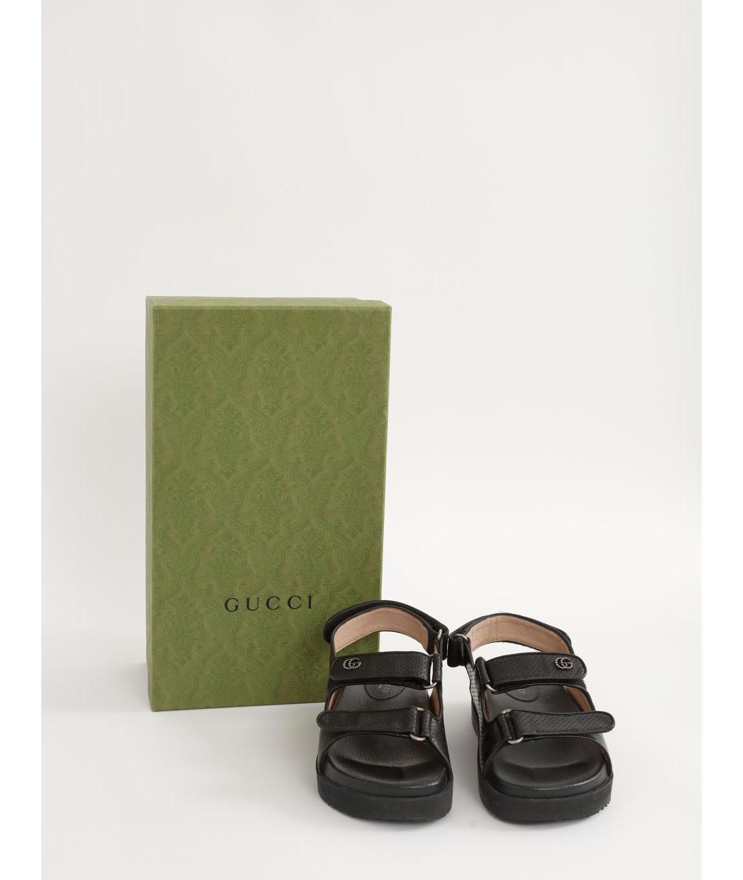 GUCCI Черные кожаные сандалии, фото 5