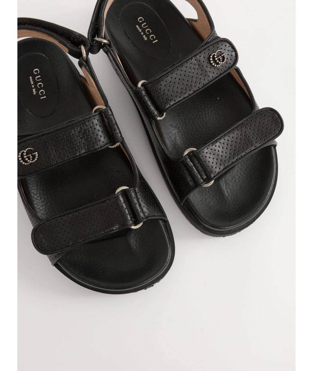 GUCCI Черные кожаные сандалии, фото 2