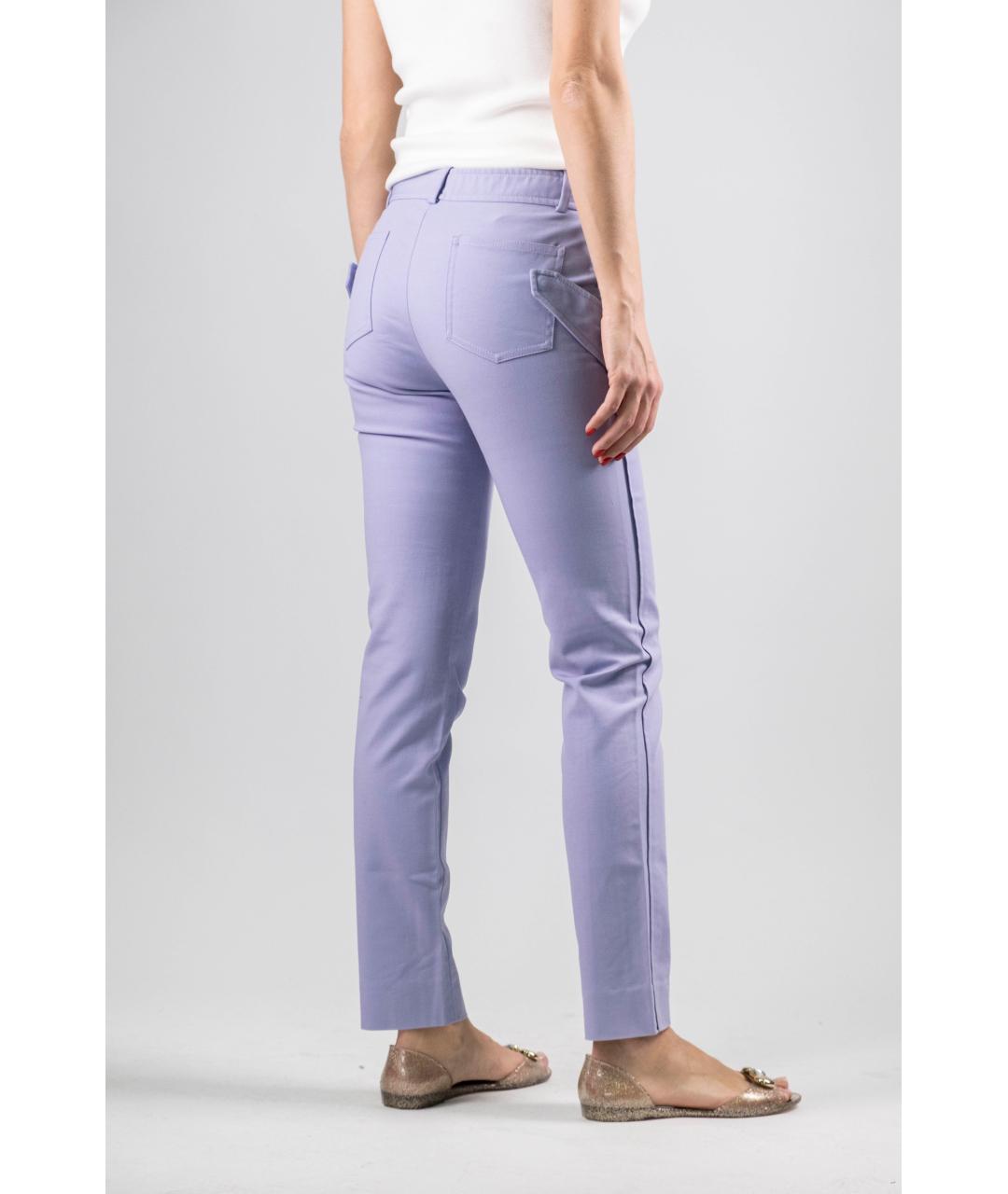 VERSACE Фиолетовые хлопко-эластановые брюки узкие, фото 2
