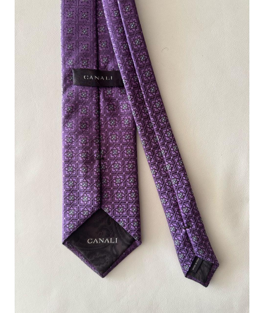 CANALI Фиолетовый шелковый галстук, фото 2