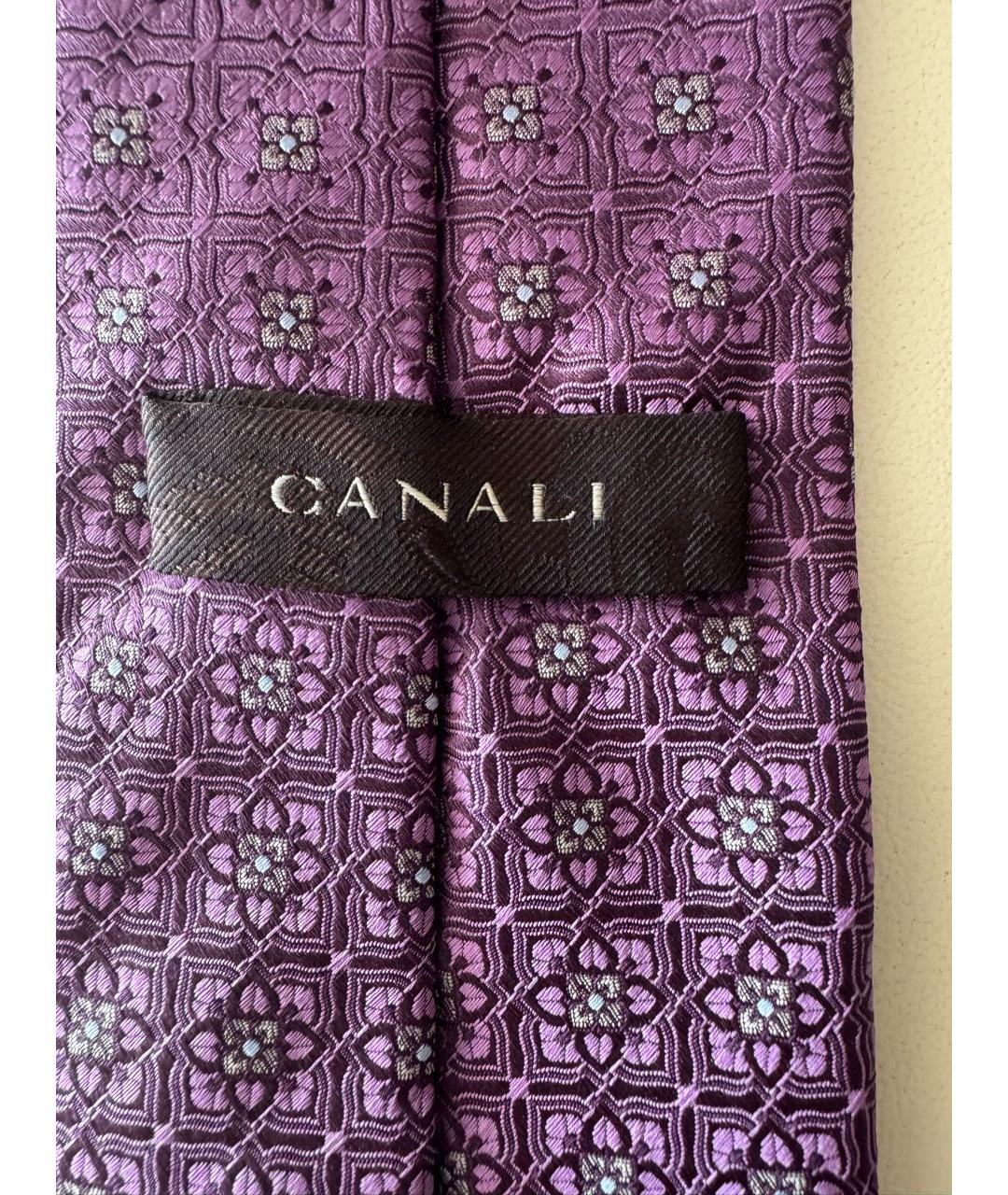 CANALI Фиолетовый шелковый галстук, фото 3