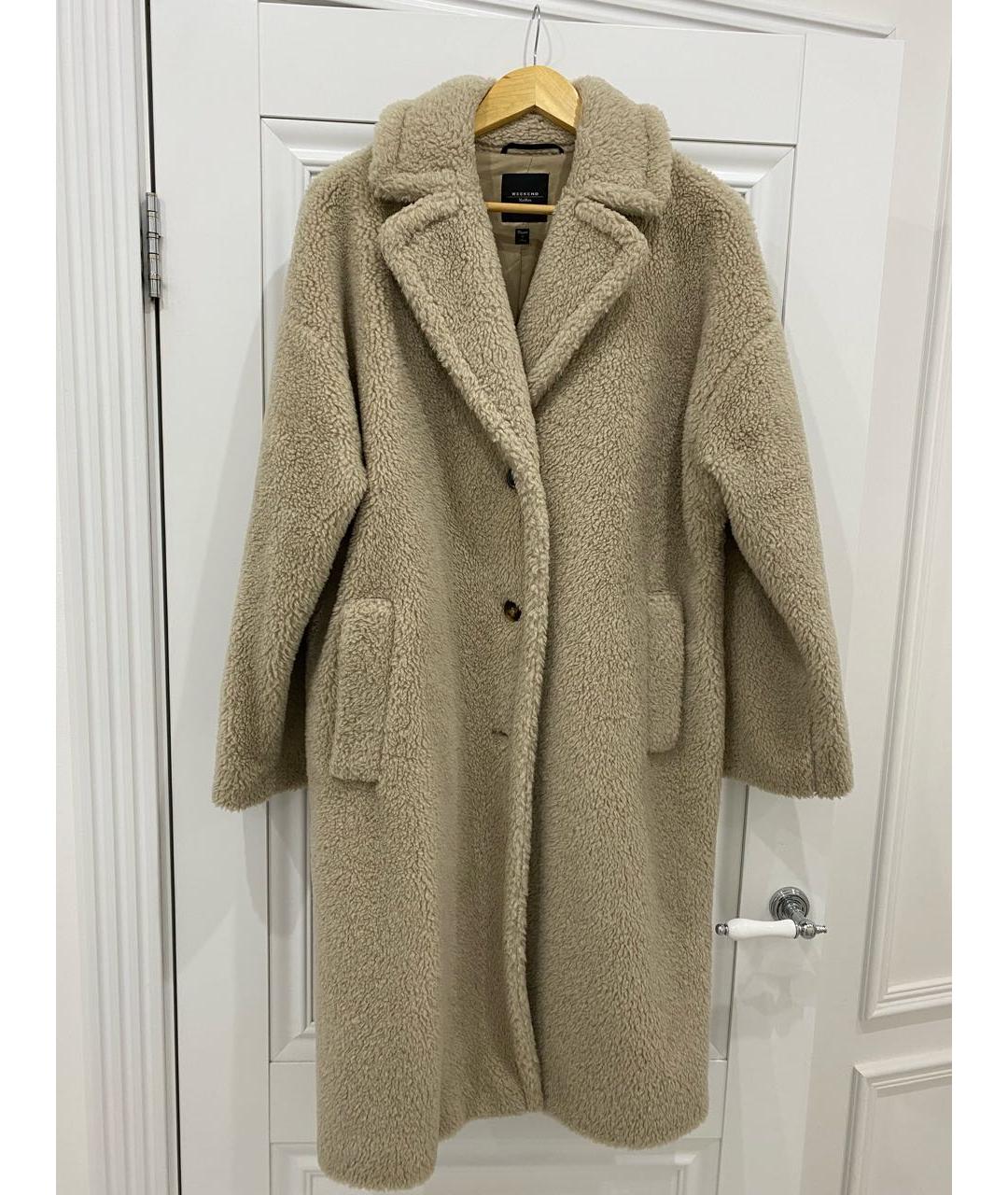 WEEKEND MAX MARA Бежевая шерстяная шуба, фото 2