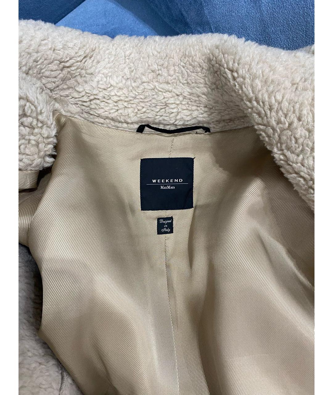WEEKEND MAX MARA Бежевая шерстяная шуба, фото 6
