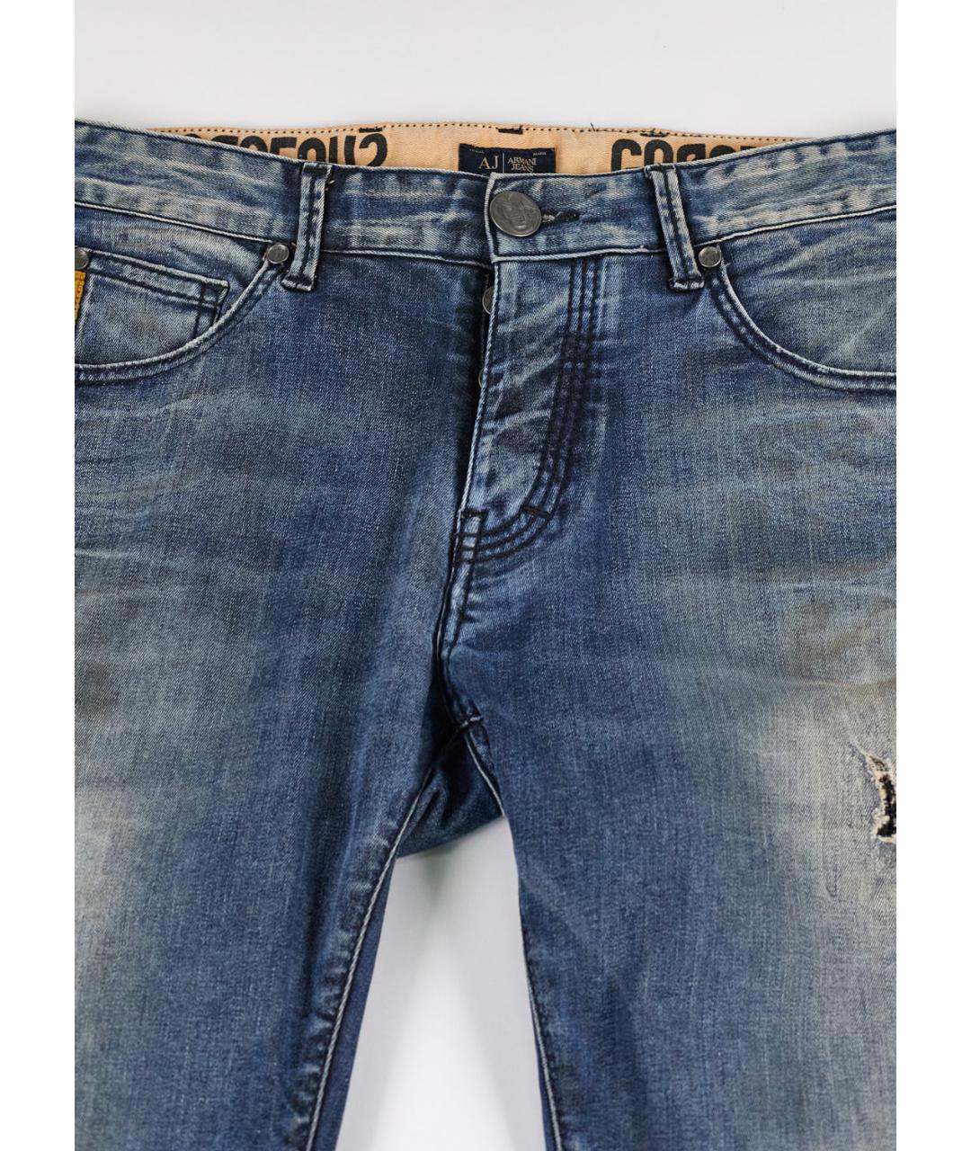 ARMANI JEANS Синие хлопко-эластановые прямые джинсы, фото 4
