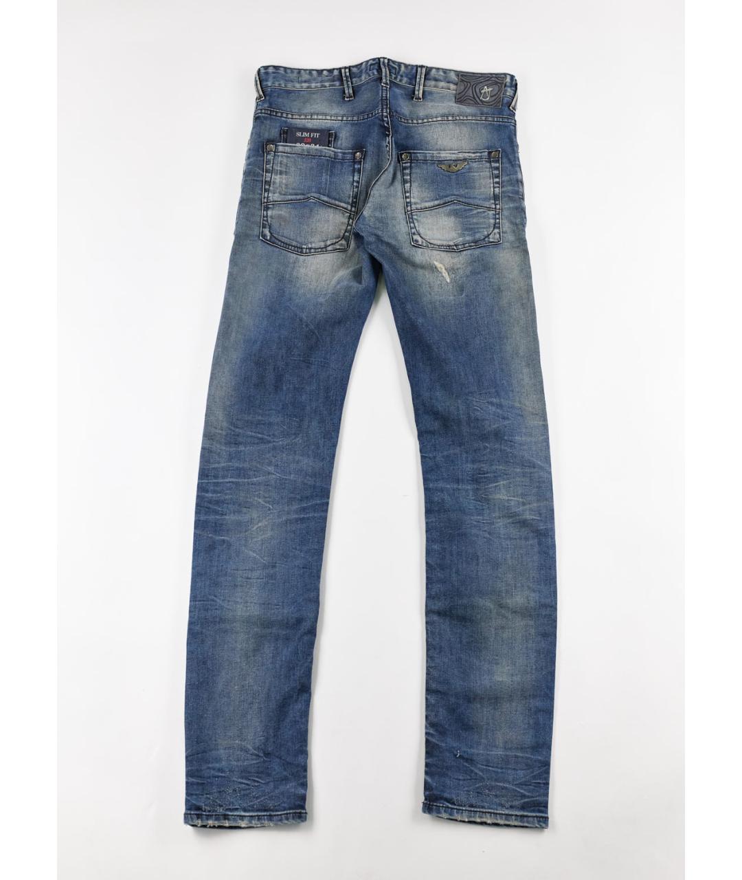 ARMANI JEANS Синие хлопко-эластановые прямые джинсы, фото 2
