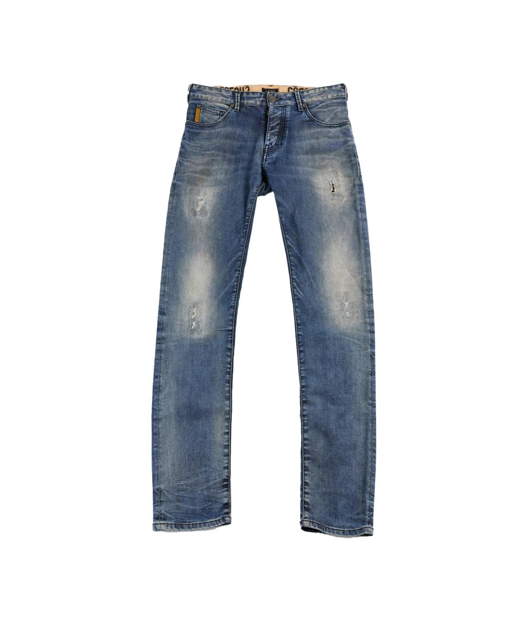ARMANI JEANS Синие хлопко-эластановые прямые джинсы, фото 1