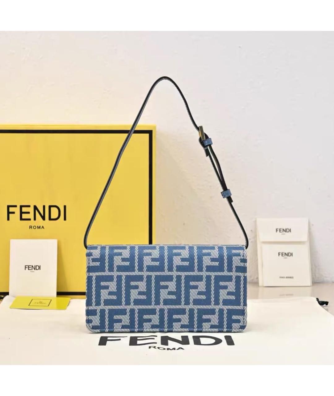 FENDI Голубая сумка с короткими ручками, фото 2