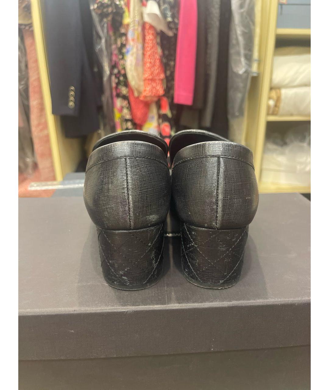 CHANEL Черные кожаные туфли, фото 4