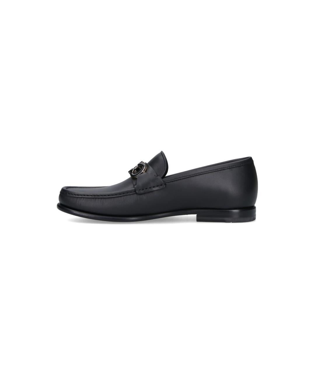FERRAGAMO Черные кожаные лоферы, фото 3