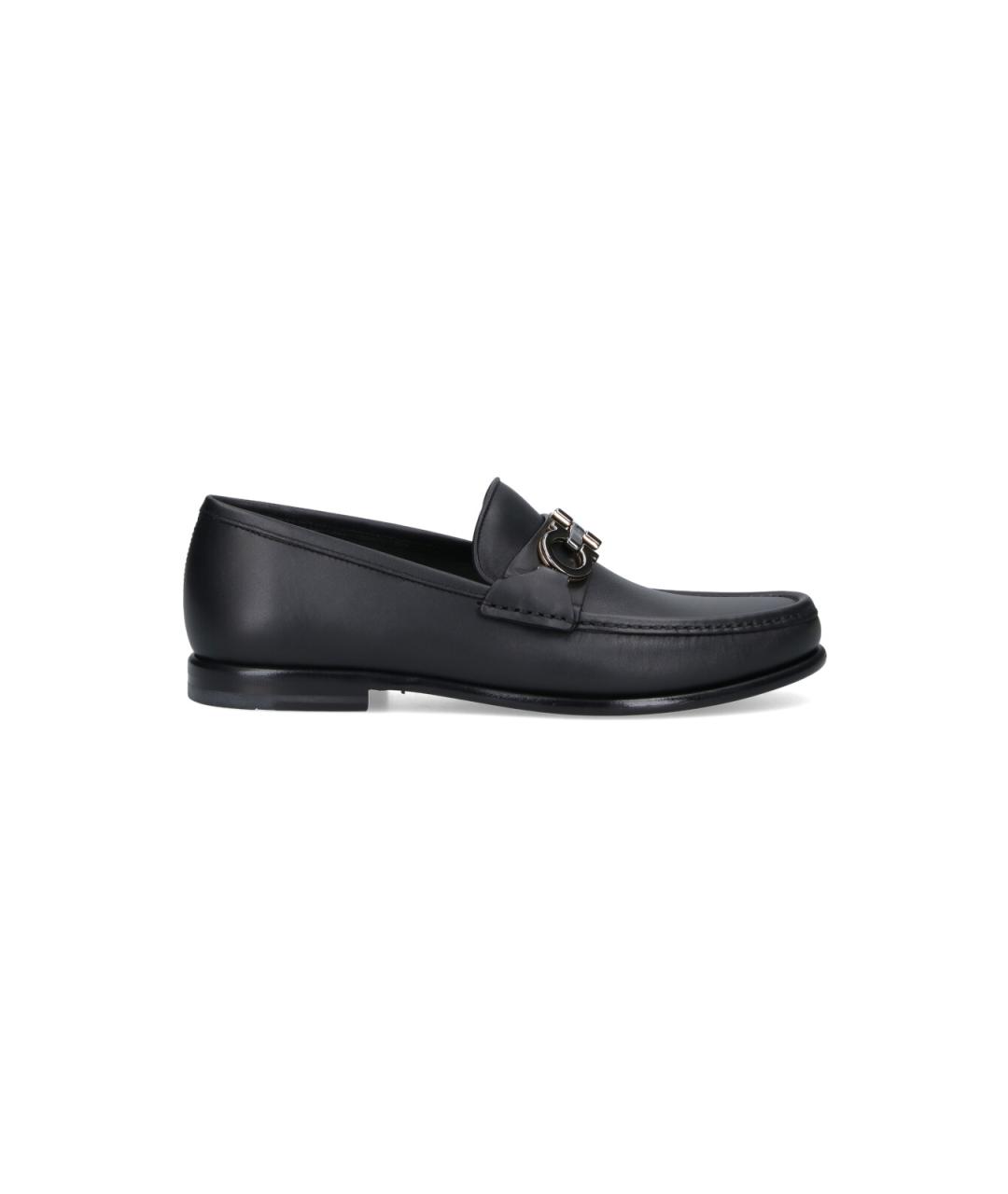 FERRAGAMO Черные кожаные лоферы, фото 1