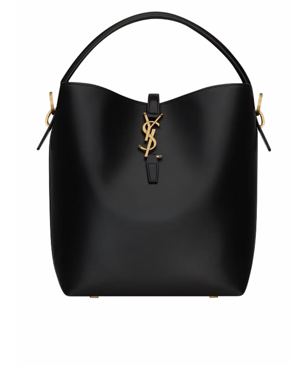SAINT LAURENT Черная кожаная сумка тоут, фото 1