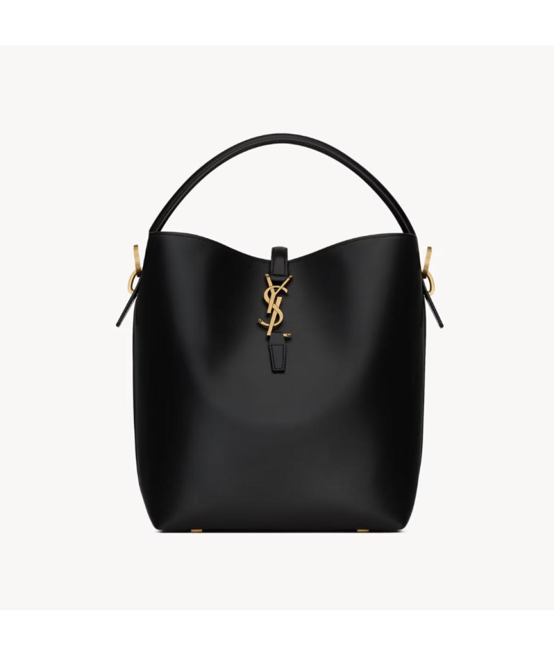SAINT LAURENT Черная кожаная сумка тоут, фото 6