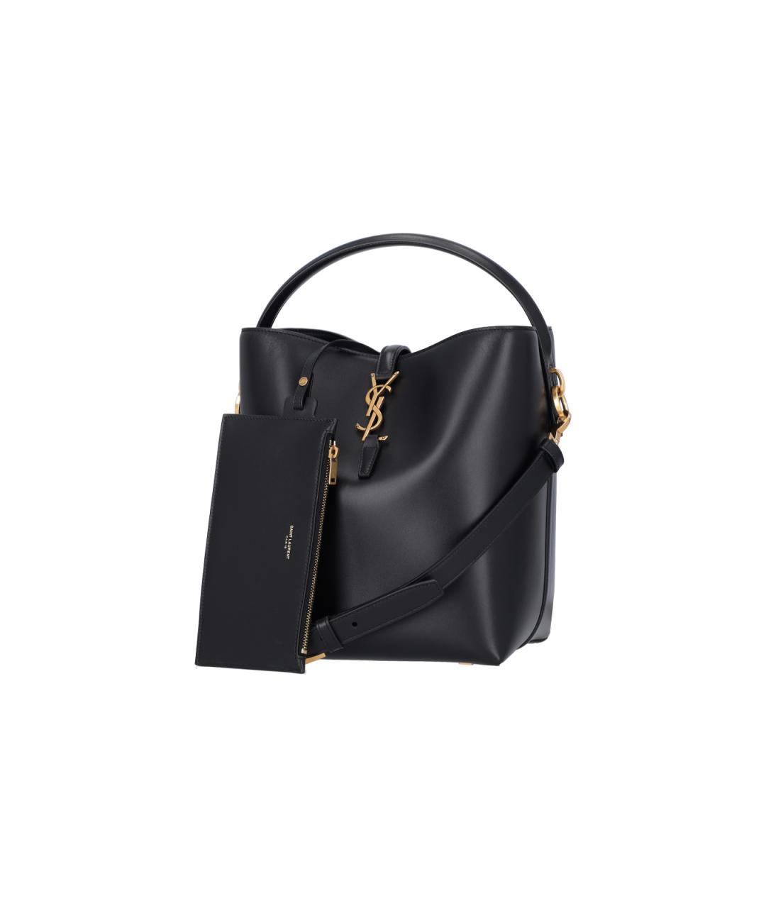 SAINT LAURENT Черная кожаная сумка тоут, фото 2