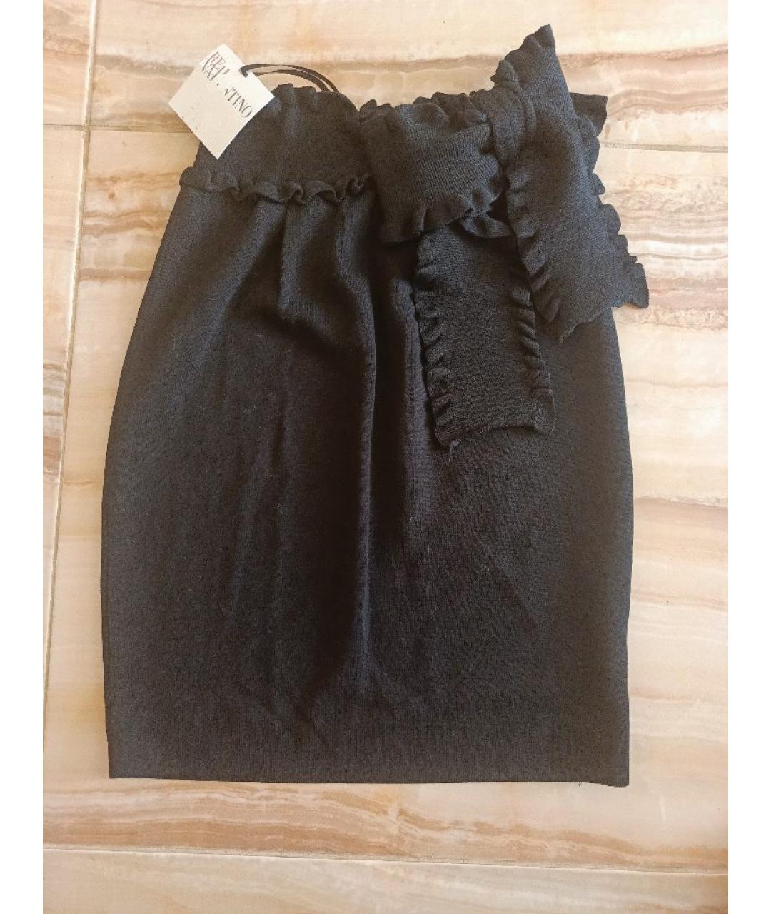 RED VALENTINO Черная хлопковая юбка миди, фото 8