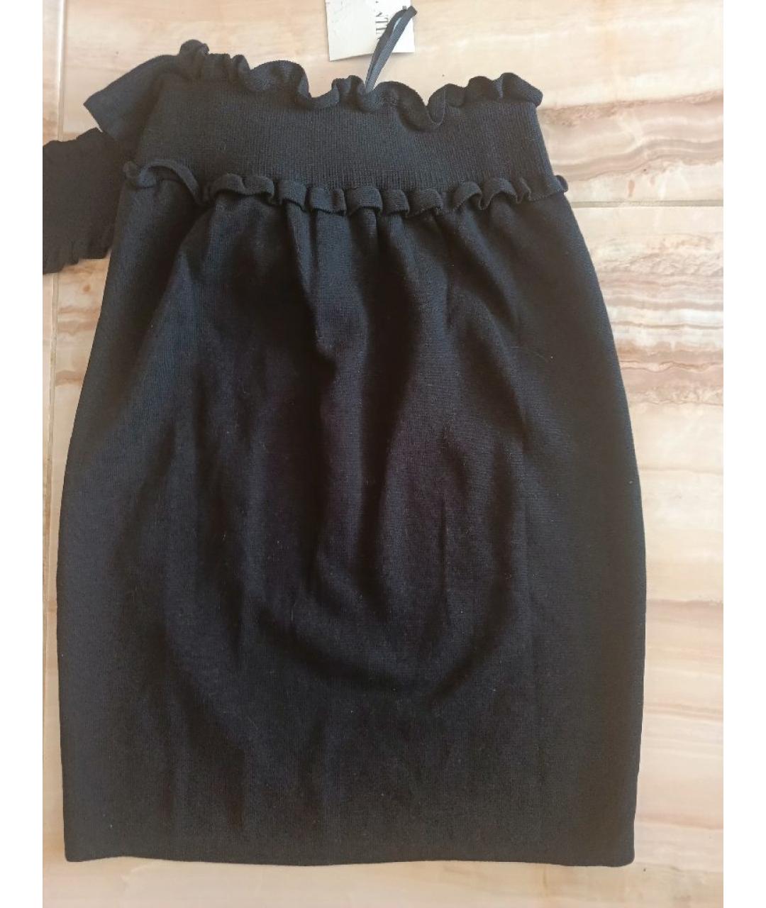 RED VALENTINO Черная хлопковая юбка миди, фото 2