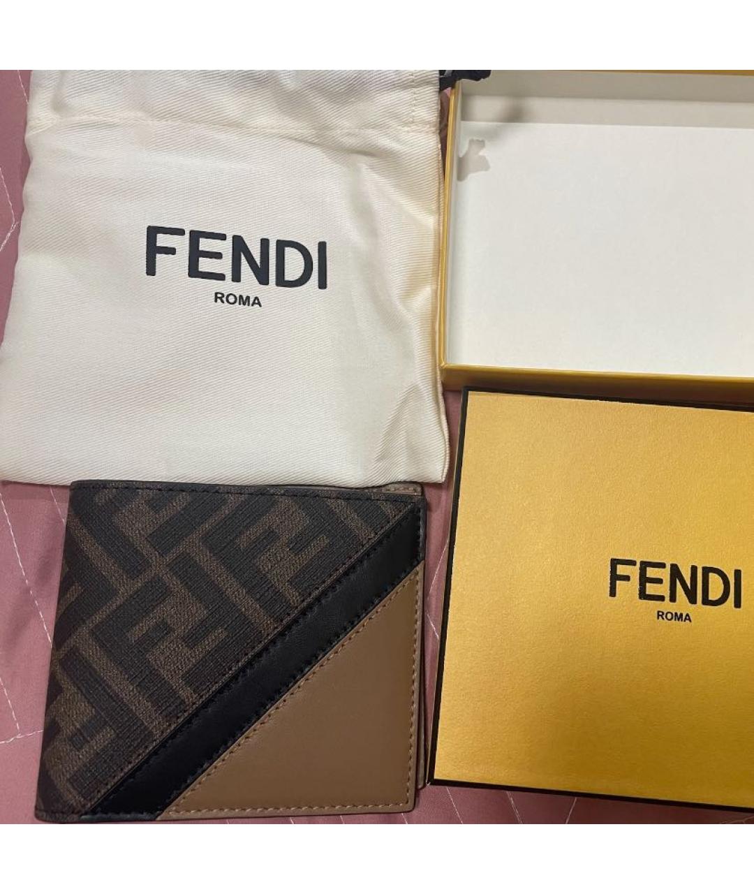 FENDI Коричневый кожаный кошелек, фото 2