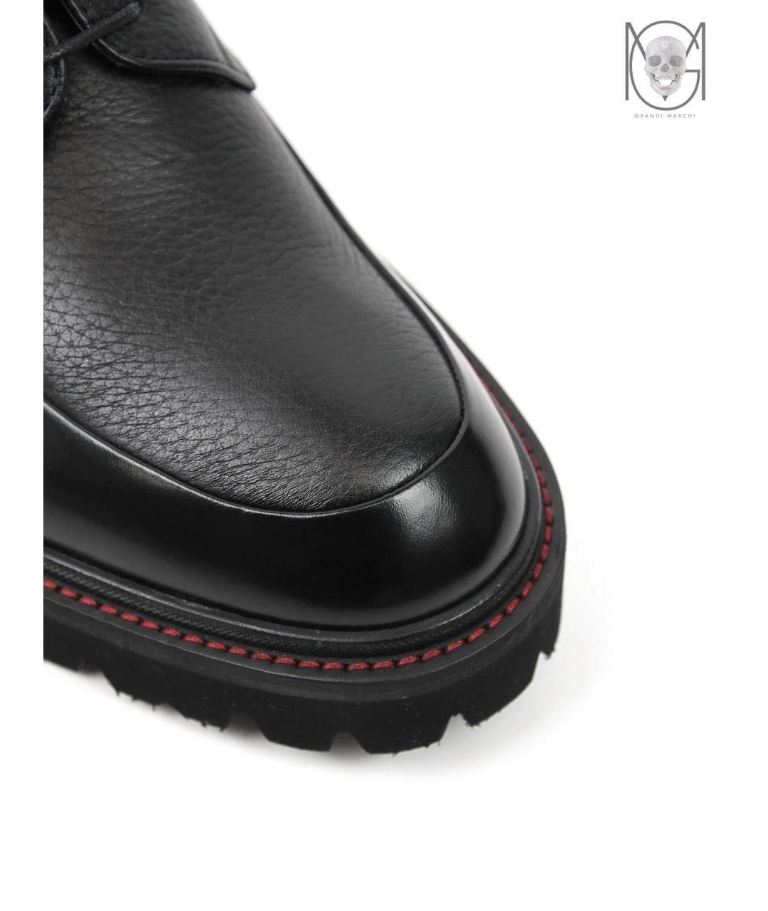 KITON Черные кожаные низкие ботинки, фото 6