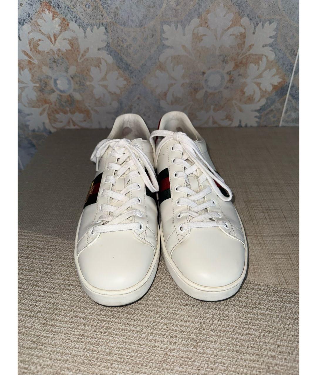 GUCCI Белые кожаные кеды, фото 2