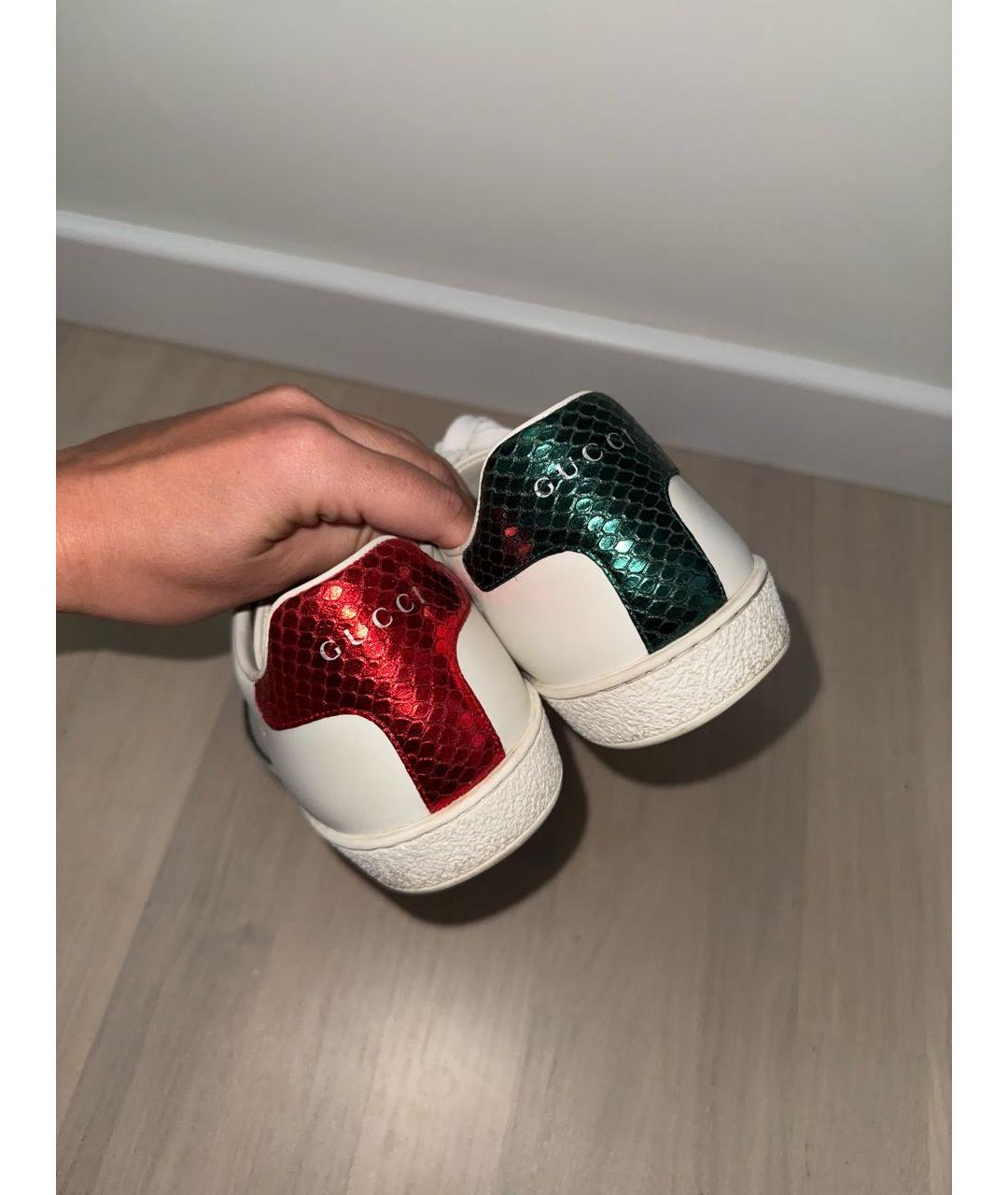 GUCCI Белые кожаные кеды, фото 4