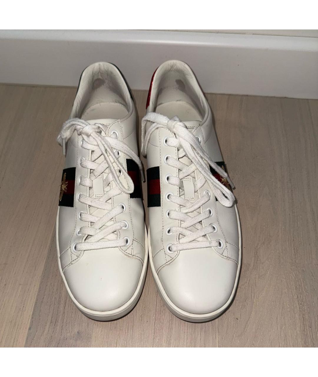 GUCCI Белые кожаные кеды, фото 3