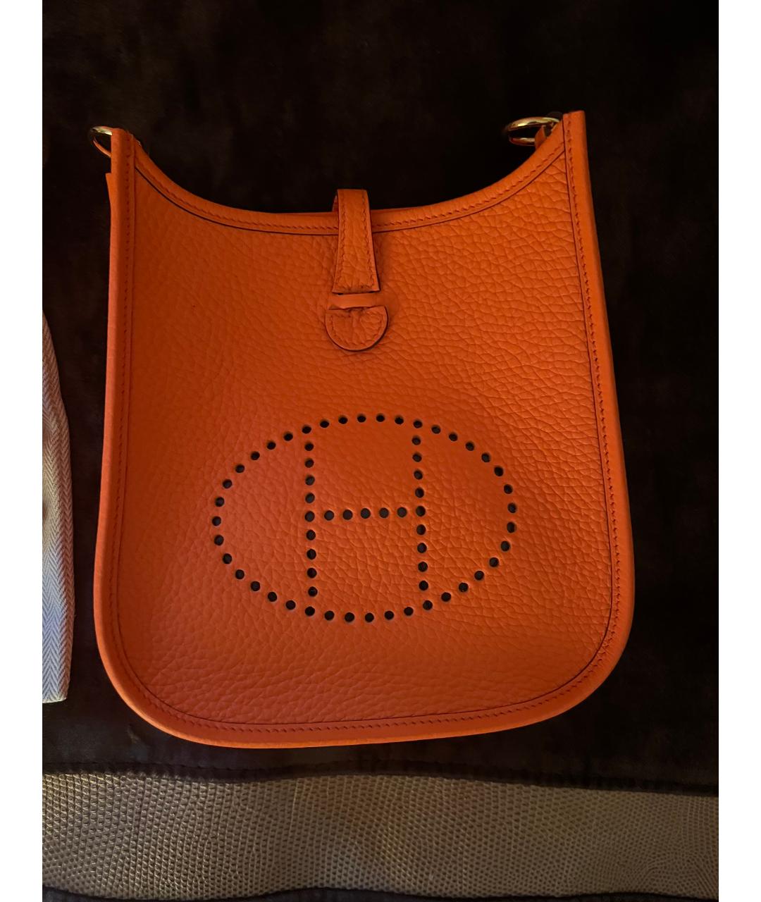 HERMES Оранжевая кожаная сумка через плечо, фото 5