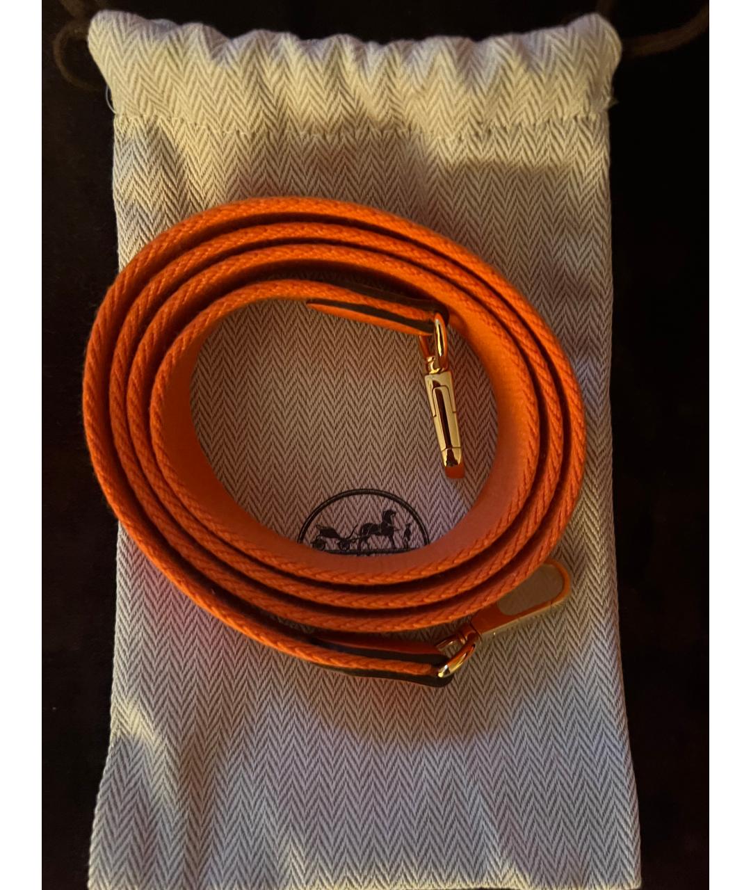 HERMES Оранжевая кожаная сумка через плечо, фото 3