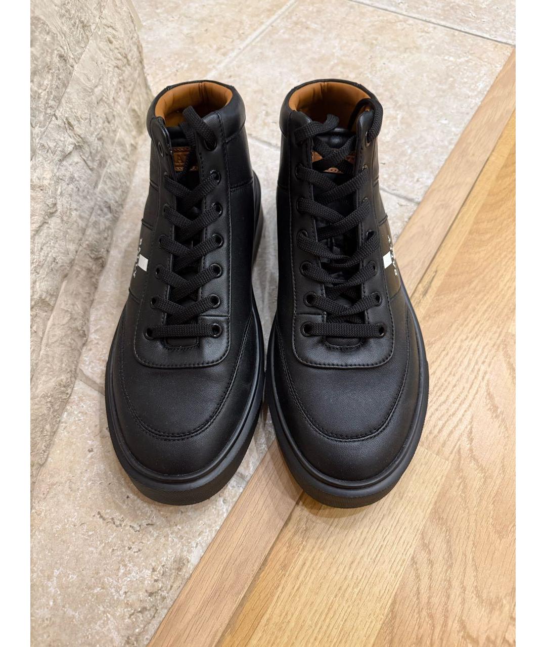BALLY Черные кожаные высокие кроссовки / кеды, фото 2