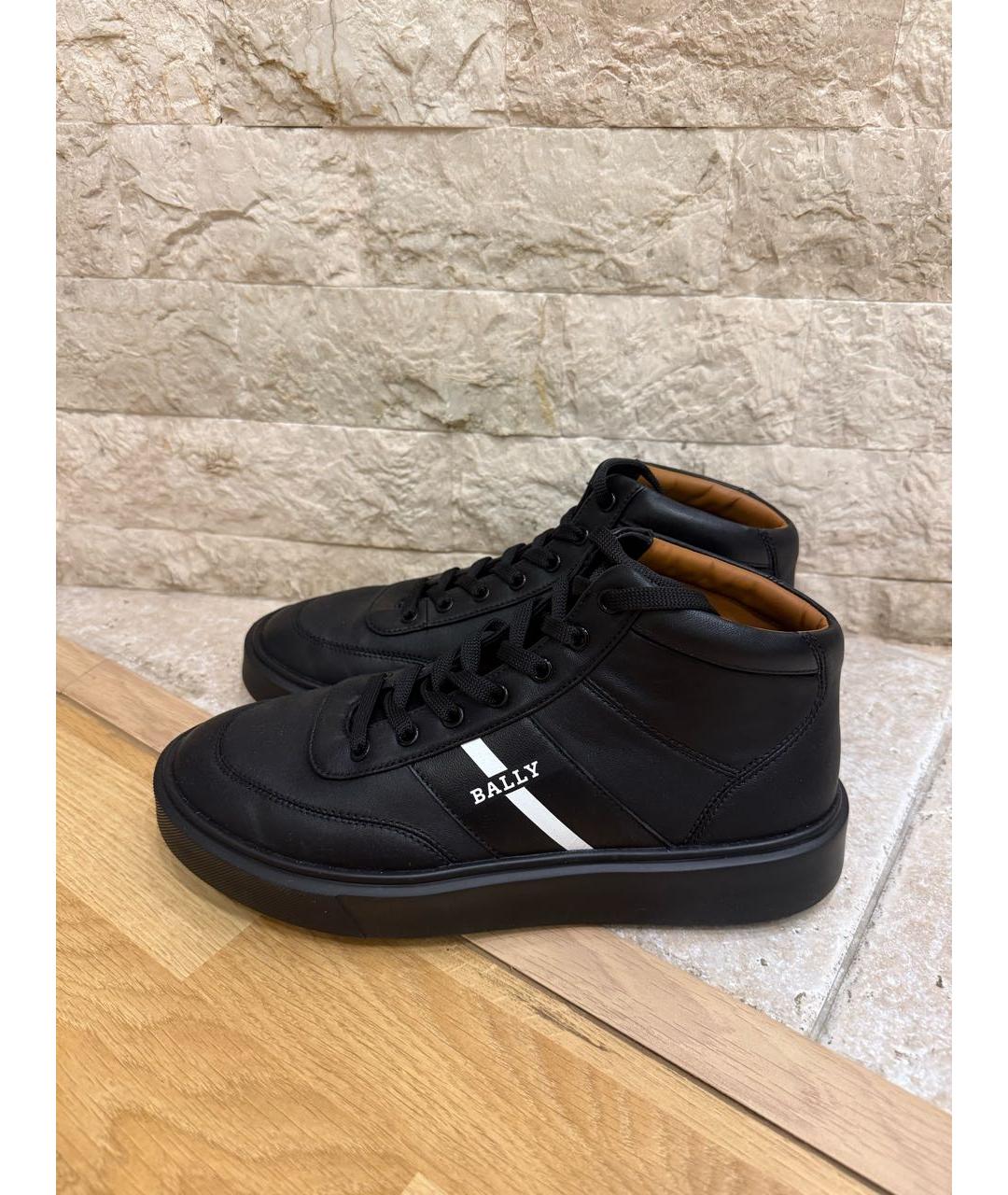 BALLY Черные кожаные высокие кроссовки / кеды, фото 3