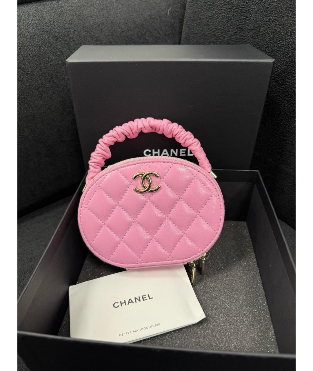 CHANEL Розовая кожаная сумка с короткими ручками, фото 5