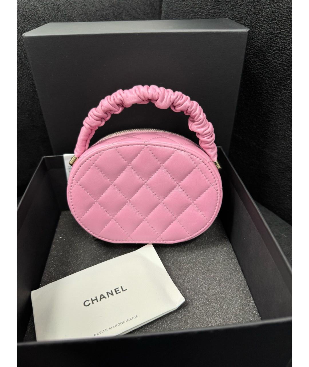 CHANEL Розовая кожаная сумка с короткими ручками, фото 2