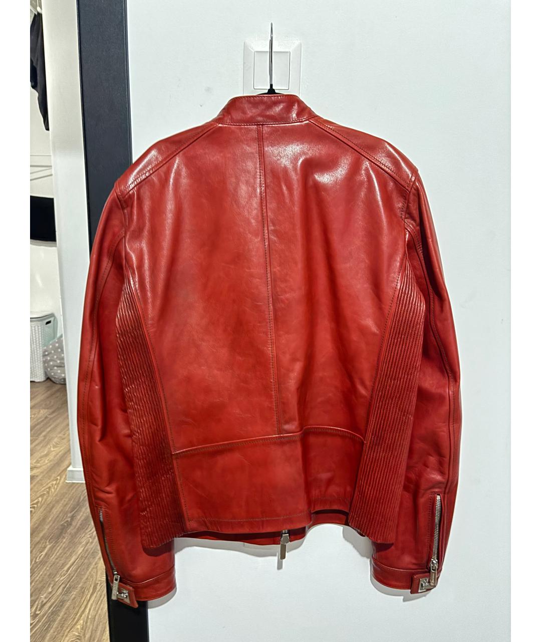 DSQUARED2 Красная кожаная куртка, фото 2