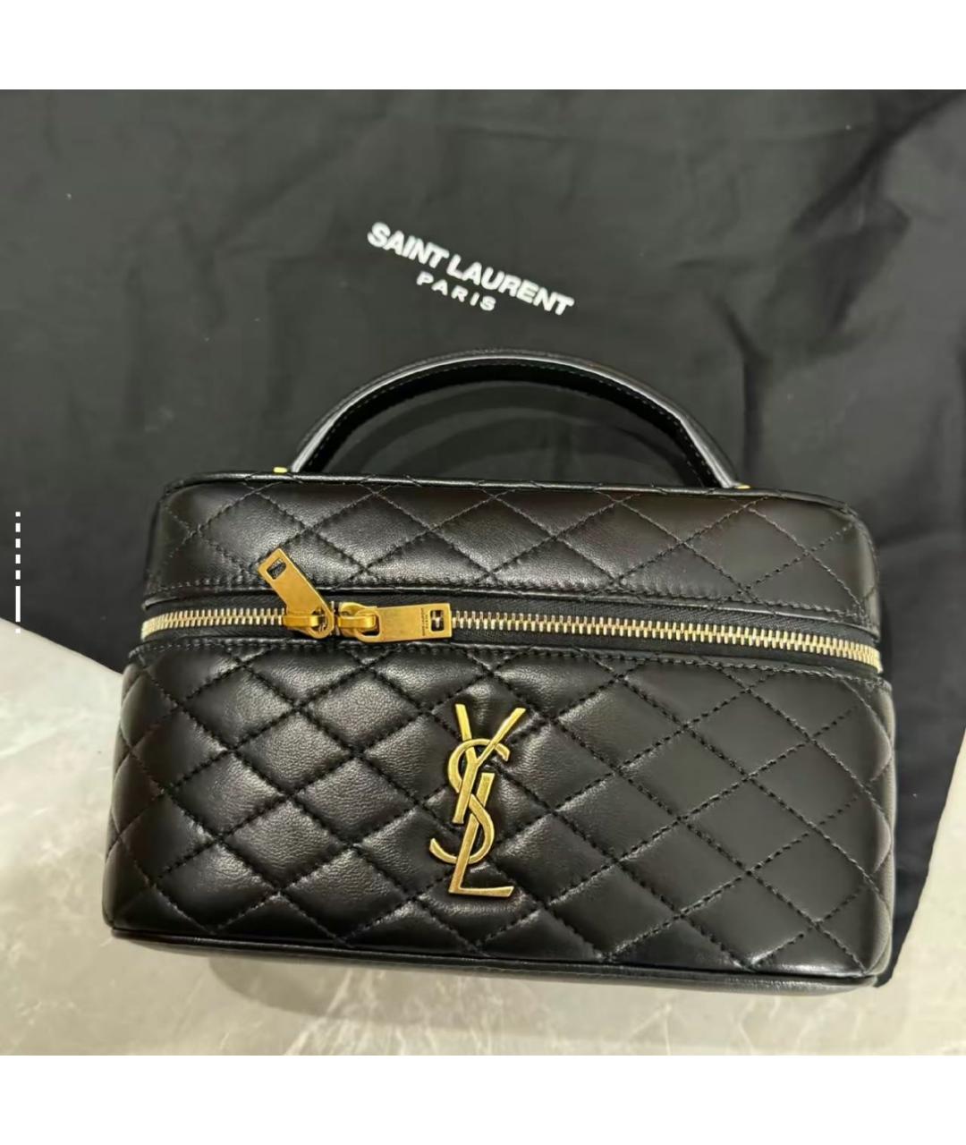 SAINT LAURENT Черная кожаная сумка через плечо, фото 2