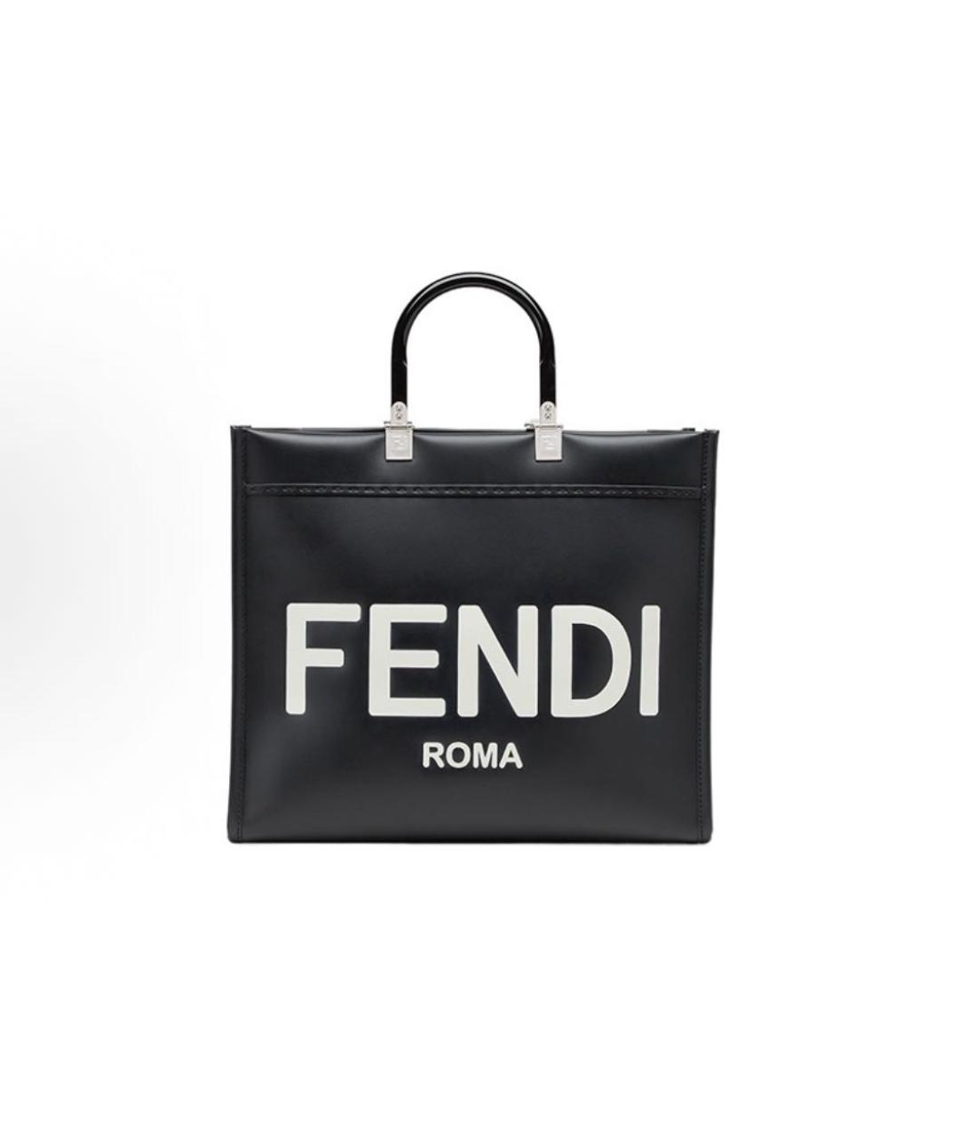 FENDI Черная кожаная сумка тоут, фото 6