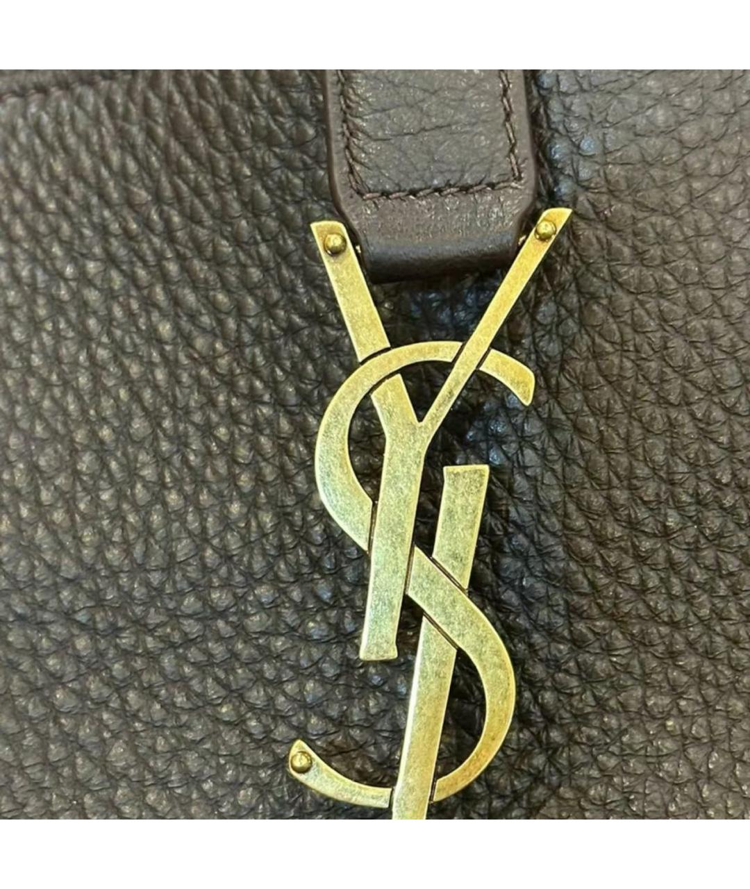SAINT LAURENT Коричневая кожаная сумка тоут, фото 3
