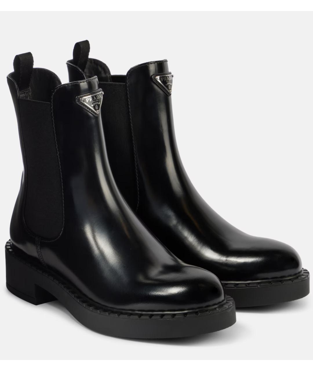 PRADA Черные кожаные ботинки, фото 2