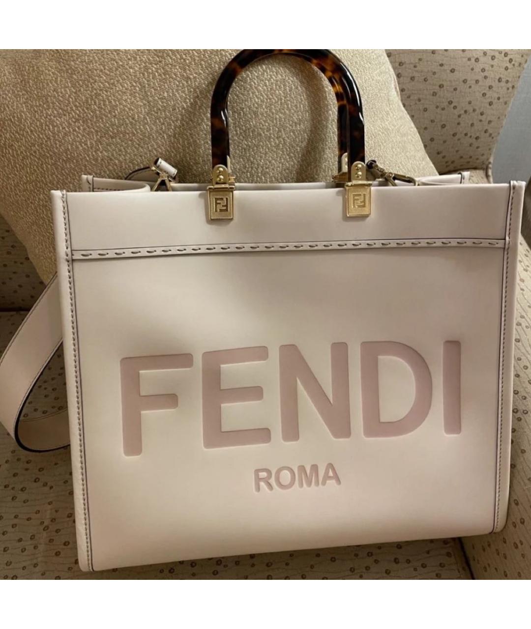 FENDI Бежевая кожаная сумка тоут, фото 2