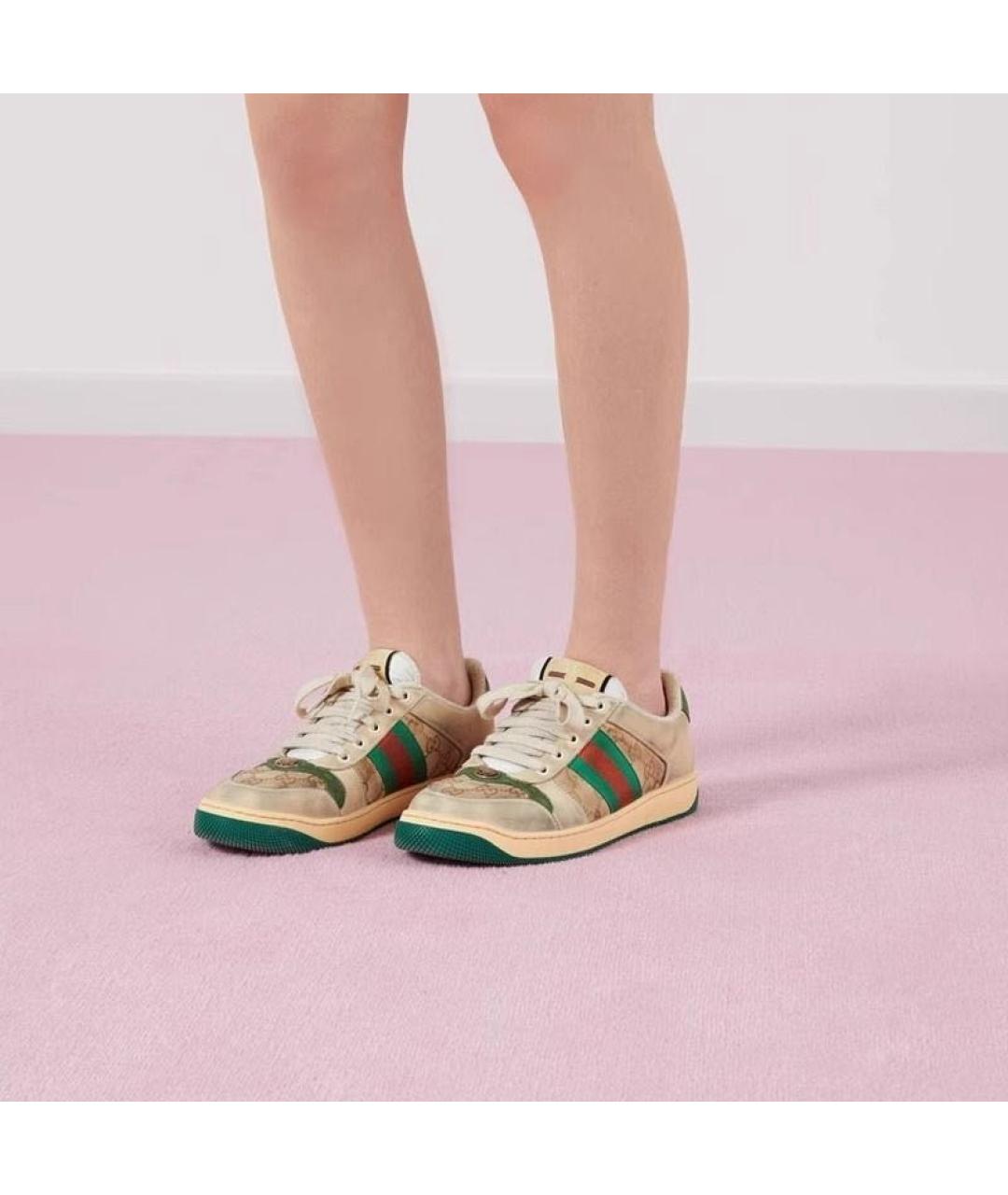 GUCCI Бежевые кожаные кеды, фото 8