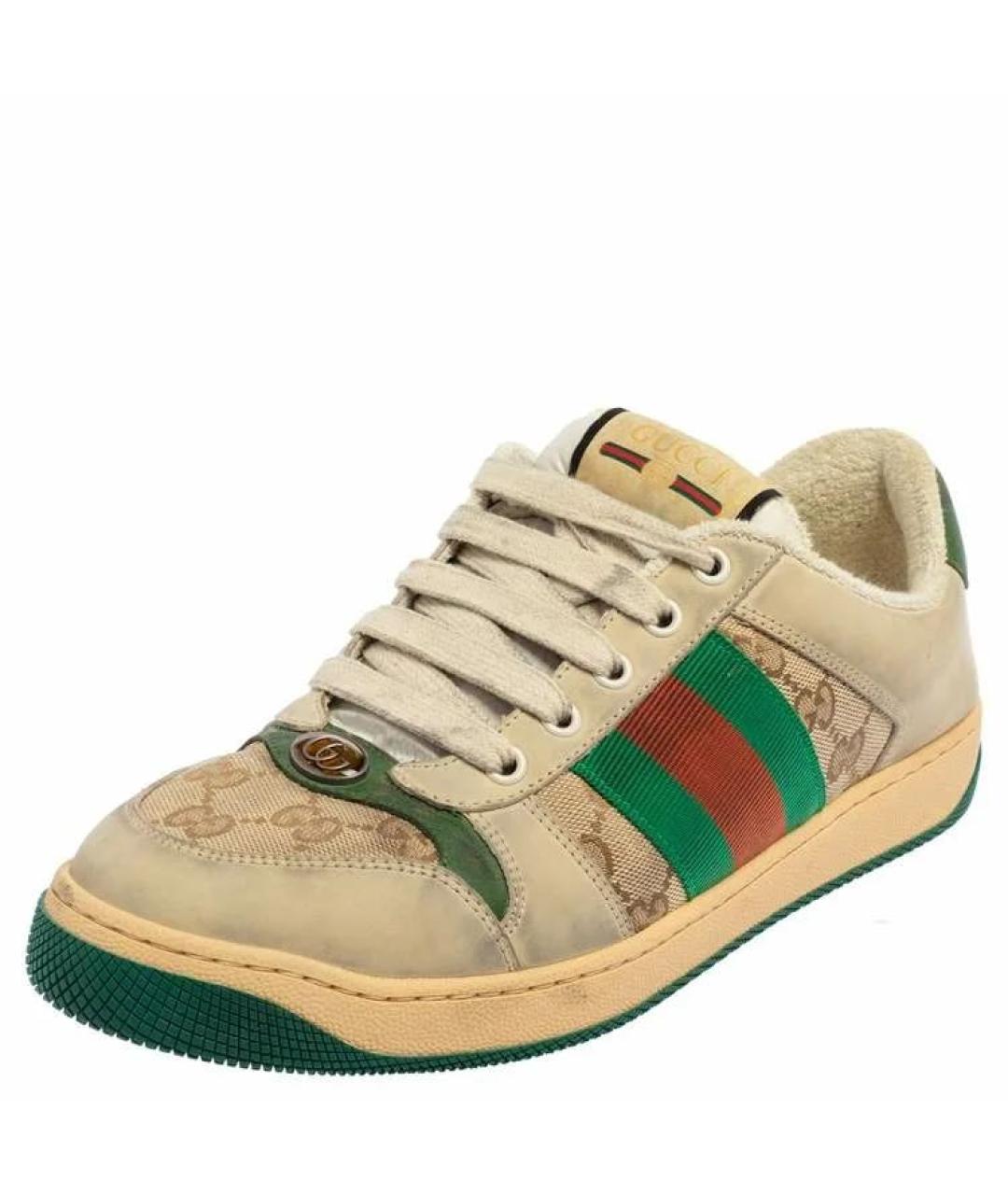 GUCCI Бежевые кожаные кеды, фото 7