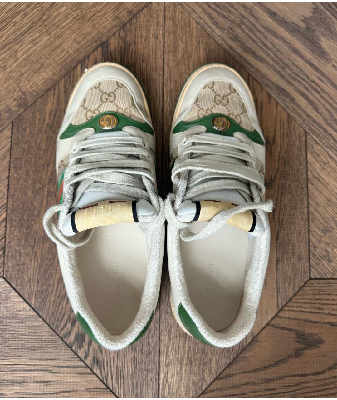 GUCCI Бежевые кожаные кеды, фото 3