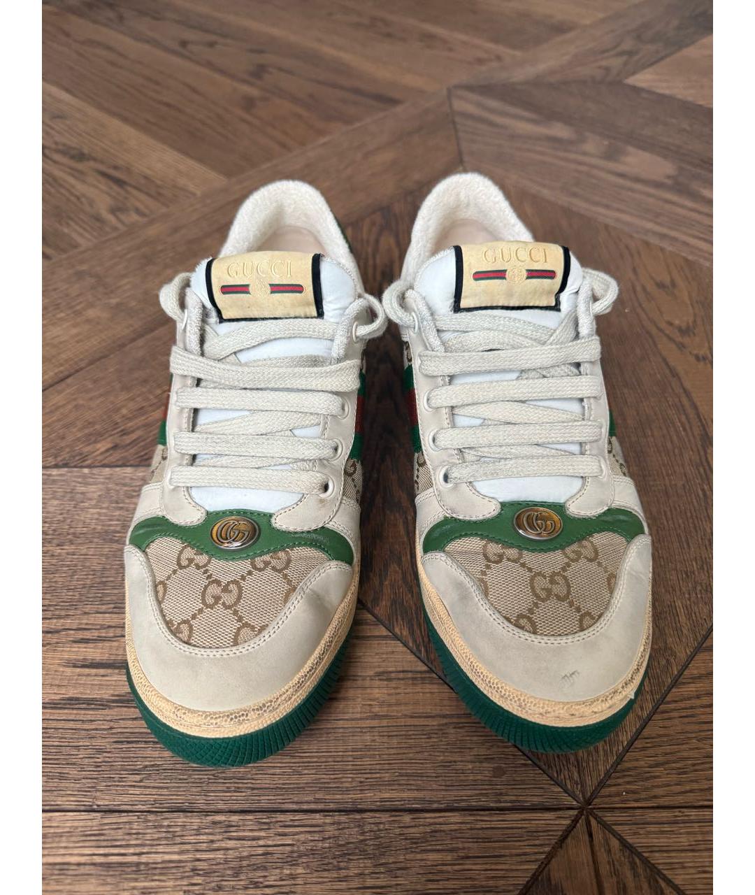GUCCI Бежевые кожаные кеды, фото 2
