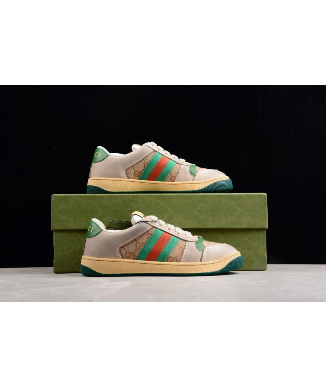 GUCCI Бежевые кожаные кеды, фото 5