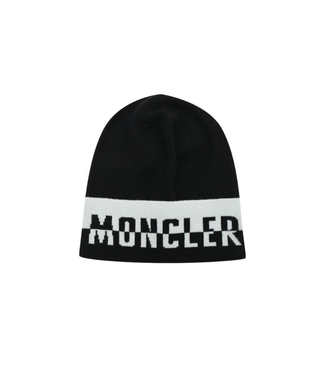 MONCLER Черная шерстяная шапка, фото 1