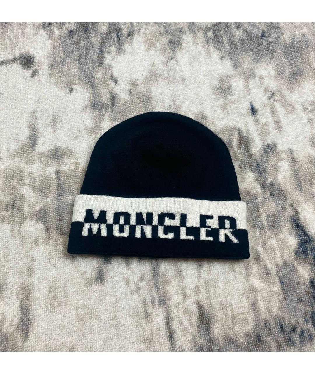 MONCLER Черная шерстяная шапка, фото 2